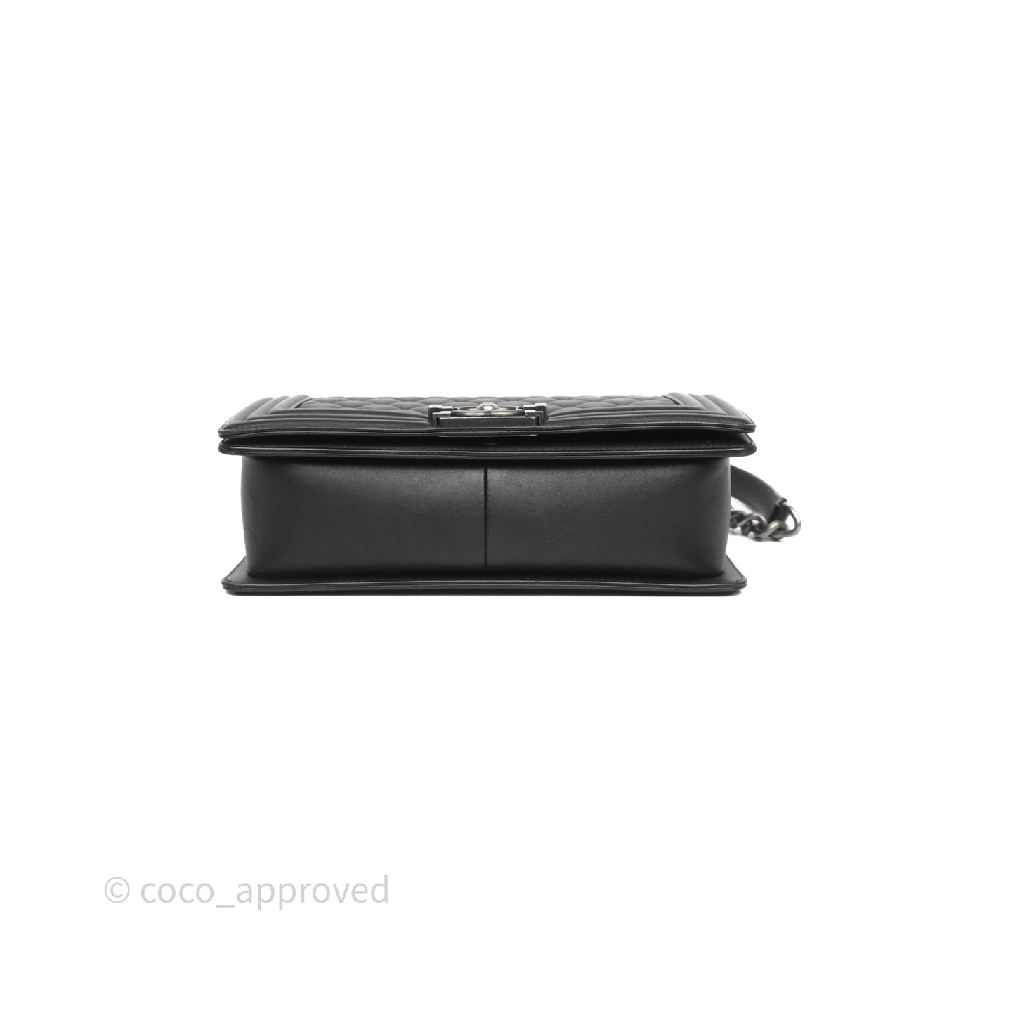 Chanel Quilted Medium Boy Black Calfskin Ruthenium Hardware