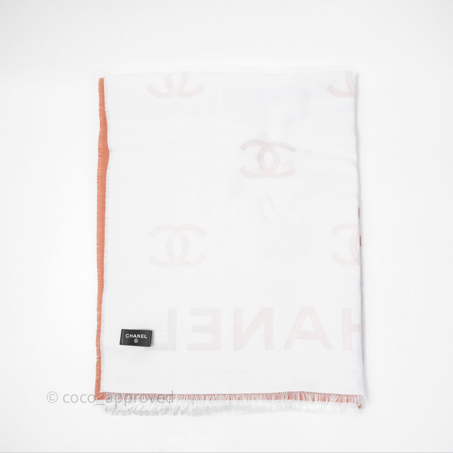Chanel CC Logo Scarf Wool Coral 25C