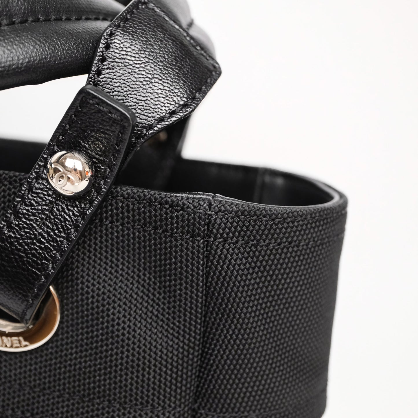 Chanel Quilted Paris Biarritz Tote PM Black Coated Canvas