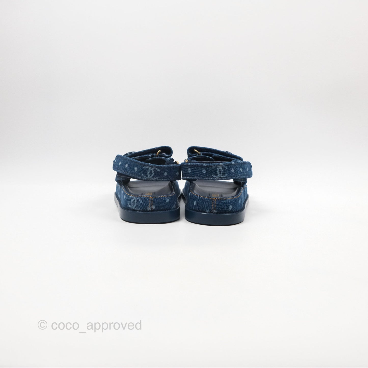 Chanel CC Dots Dad Sandals Denim Blue 23P Size 36.5
