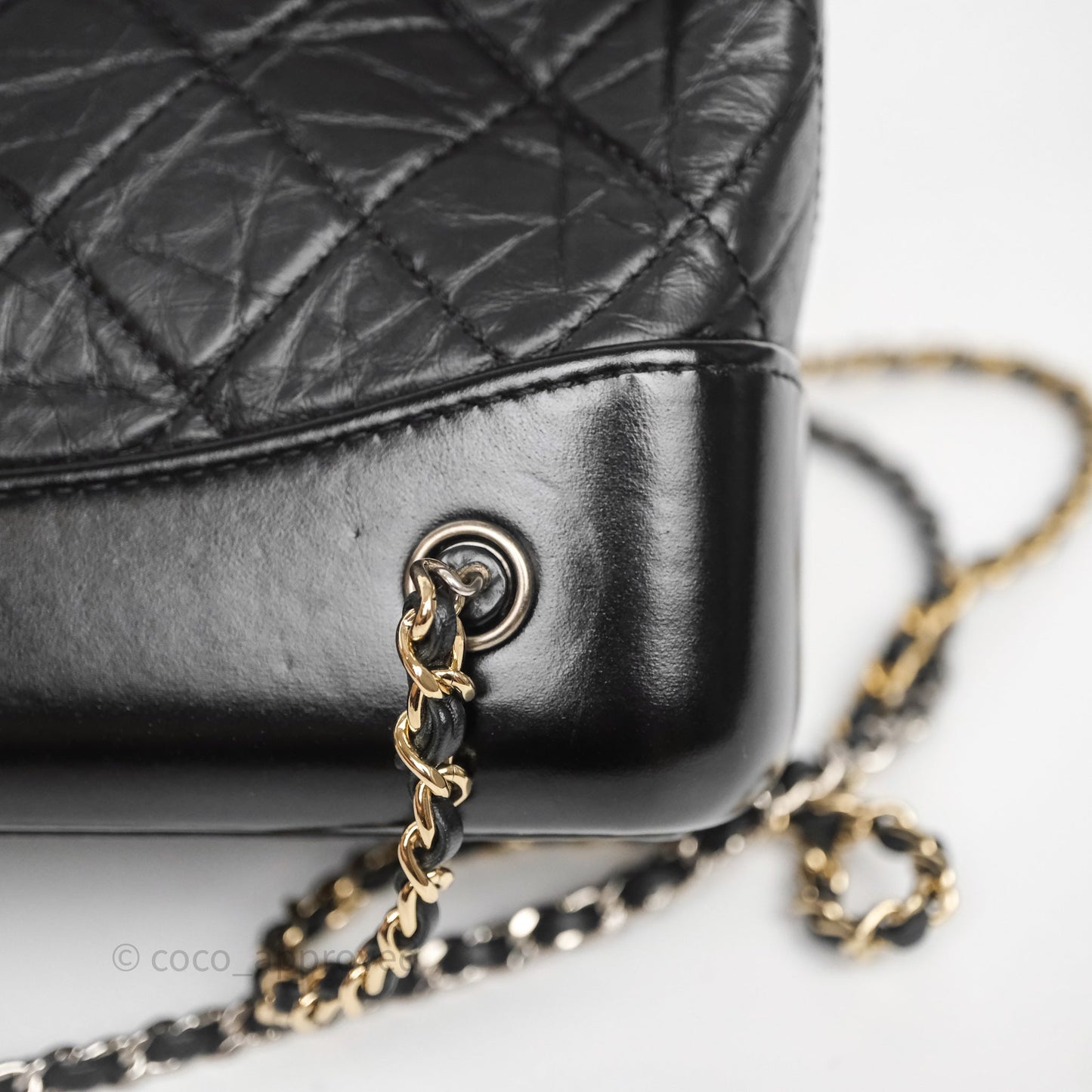 Chanel Small Gabrielle Backpack Quilted Black Aged Calfskin