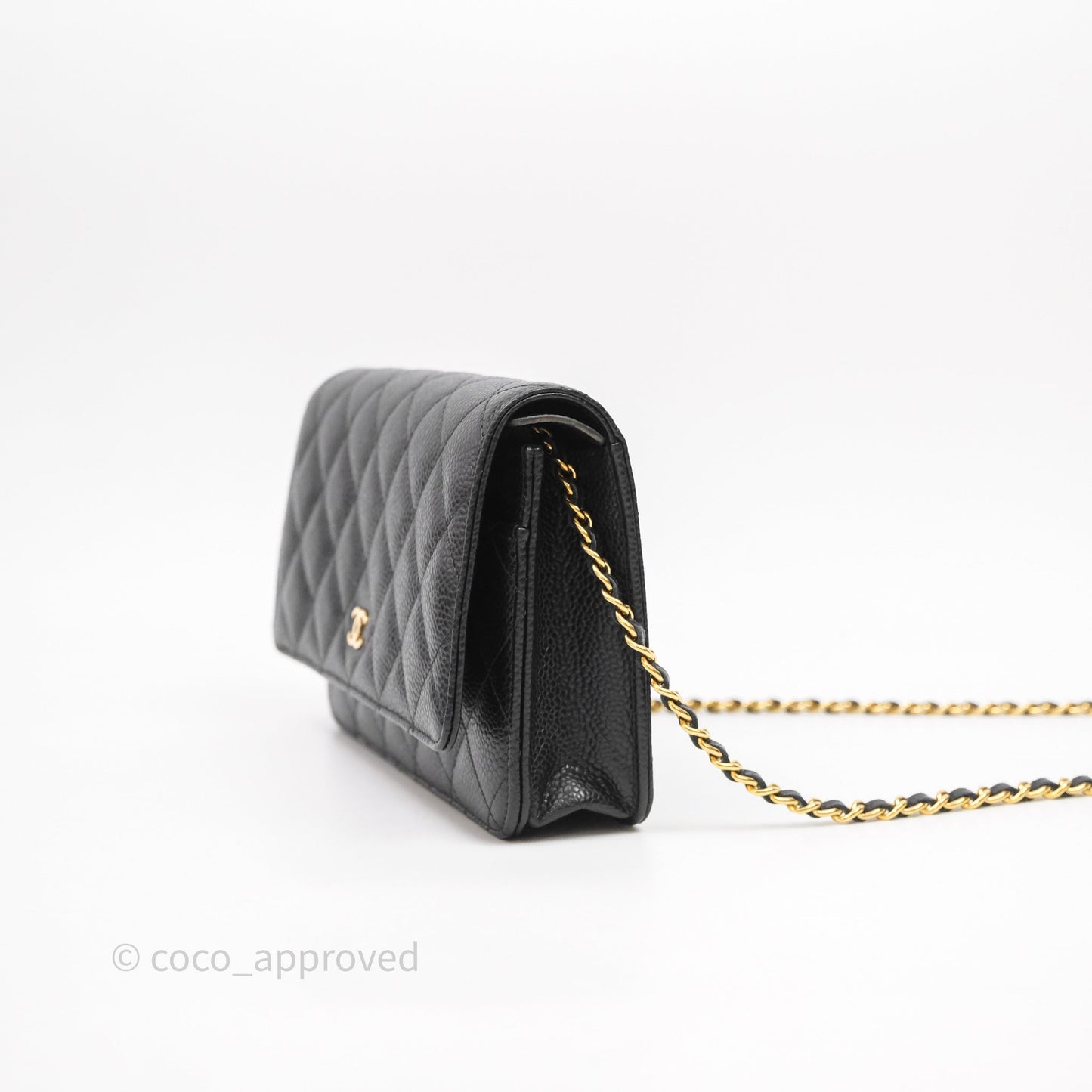 Chanel Classic Wallet On Chain WOC Quilted Black Caviar Gold Hardware