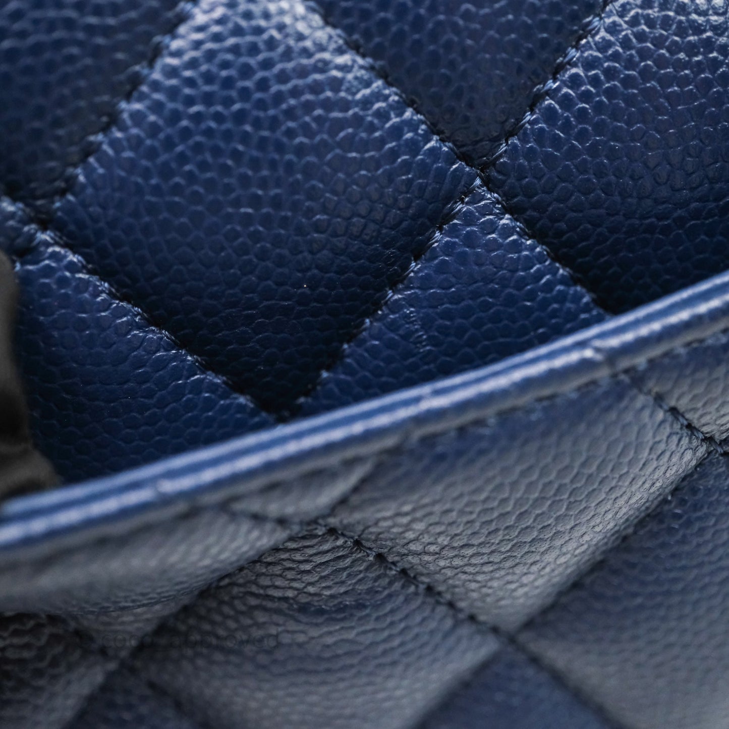Chanel Medium Classic Flap Quilted Dark Blue Caviar Gold Hardware