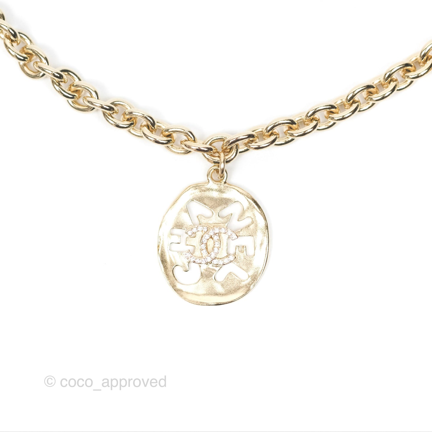 Chanel Charms CC Necklace Gold Tone 21K