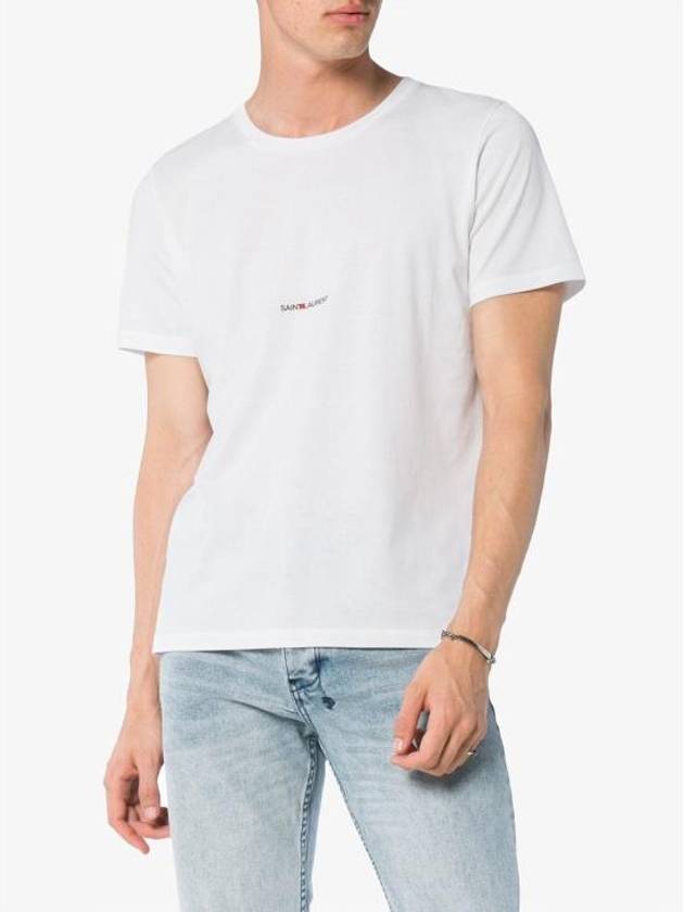 Luxury Saint Laurent Men's Small Logo Short Sleeve T-Shirt White