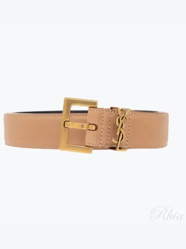 Luxury Saint Laurent Monogram Logo Belt Beige