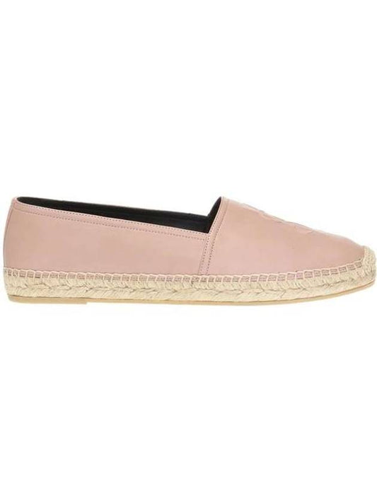 Luxury Saint Laurent Women's Monogram Leather Espadrilles Pink