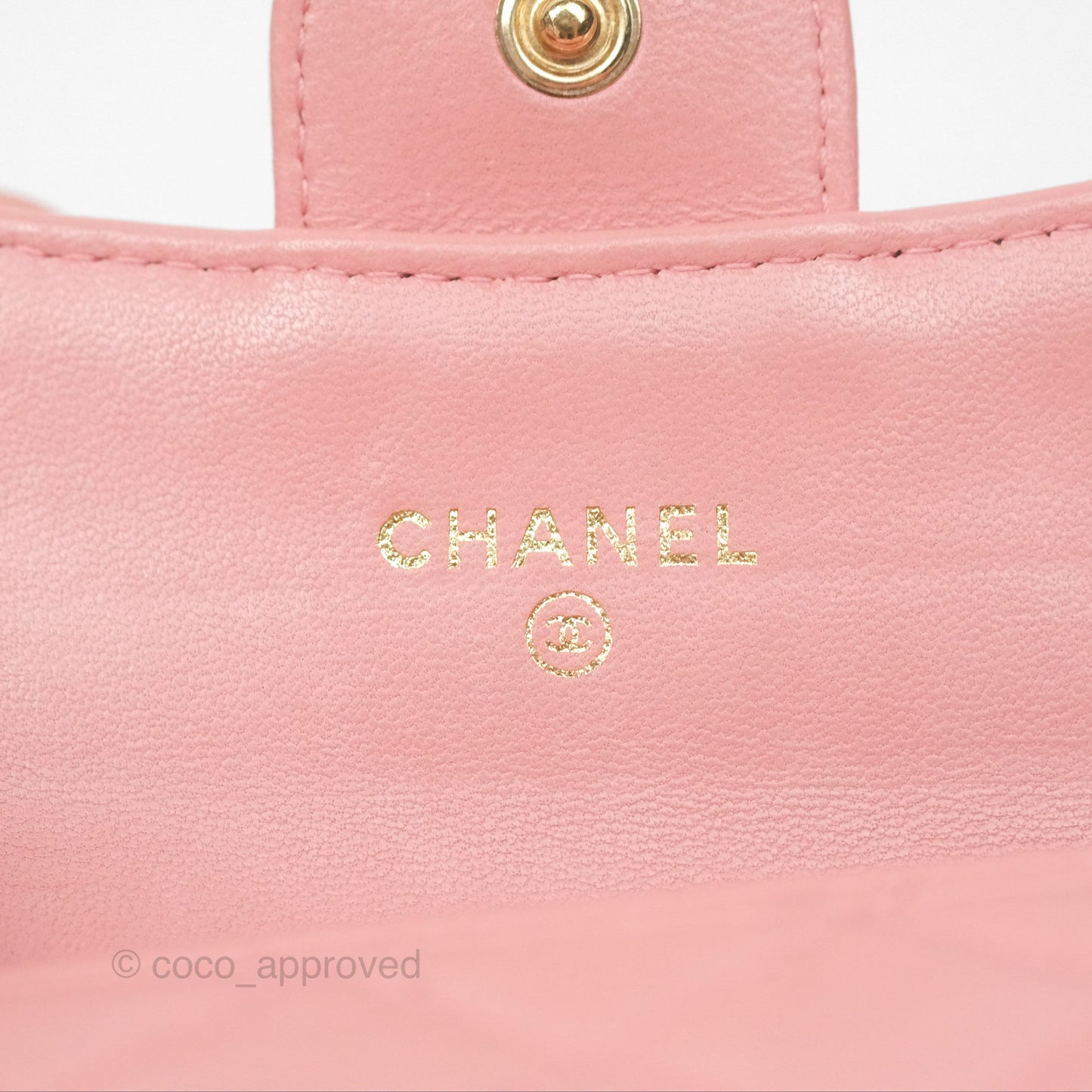 Chanel Classic Flap Card Holder Quilted Pink Lambskin Gold Hardware
