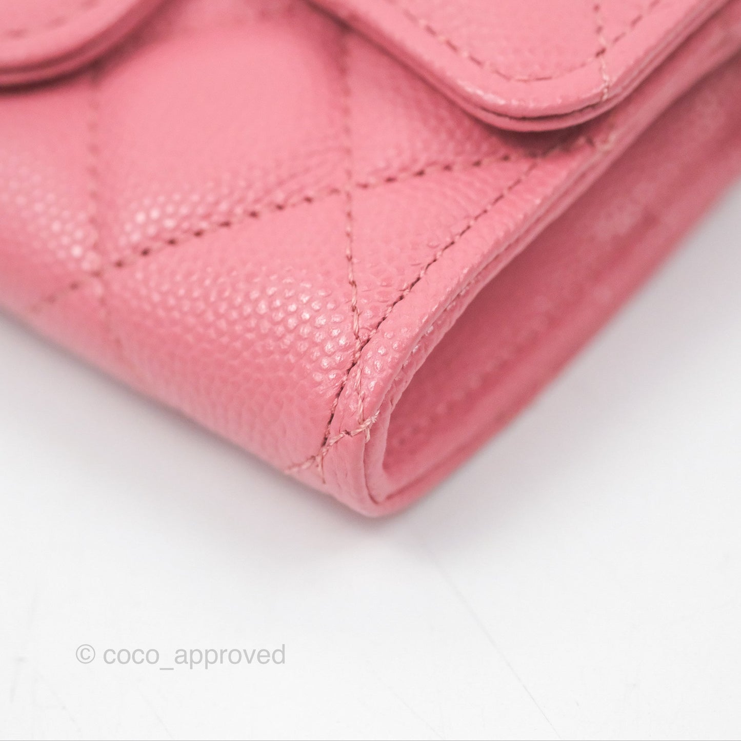 Chanel Quilted Flap Card Holder Pink Caviar Gold Hardware