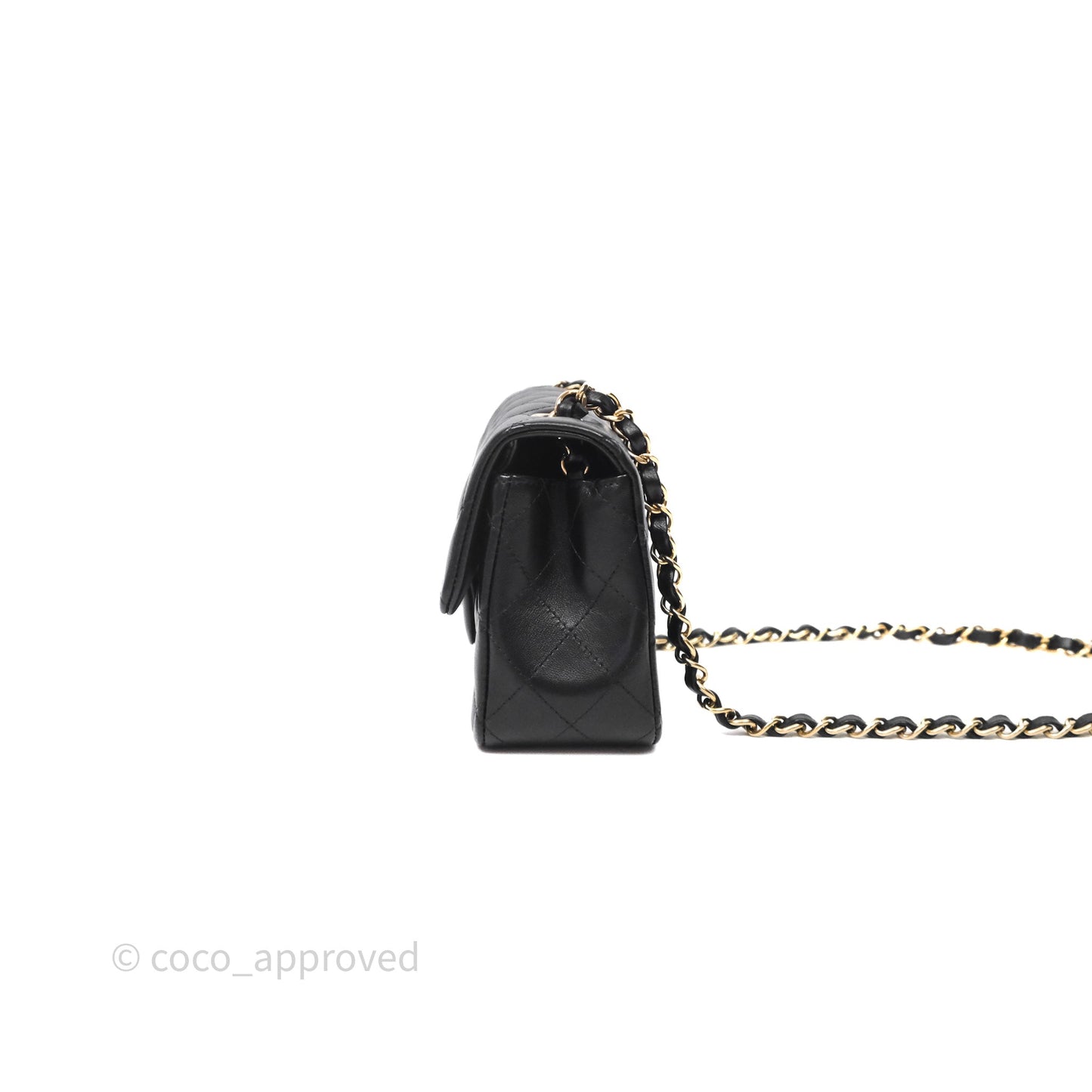Chanel Quilted Mini Rectangular Black Lambskin Gold Hardware