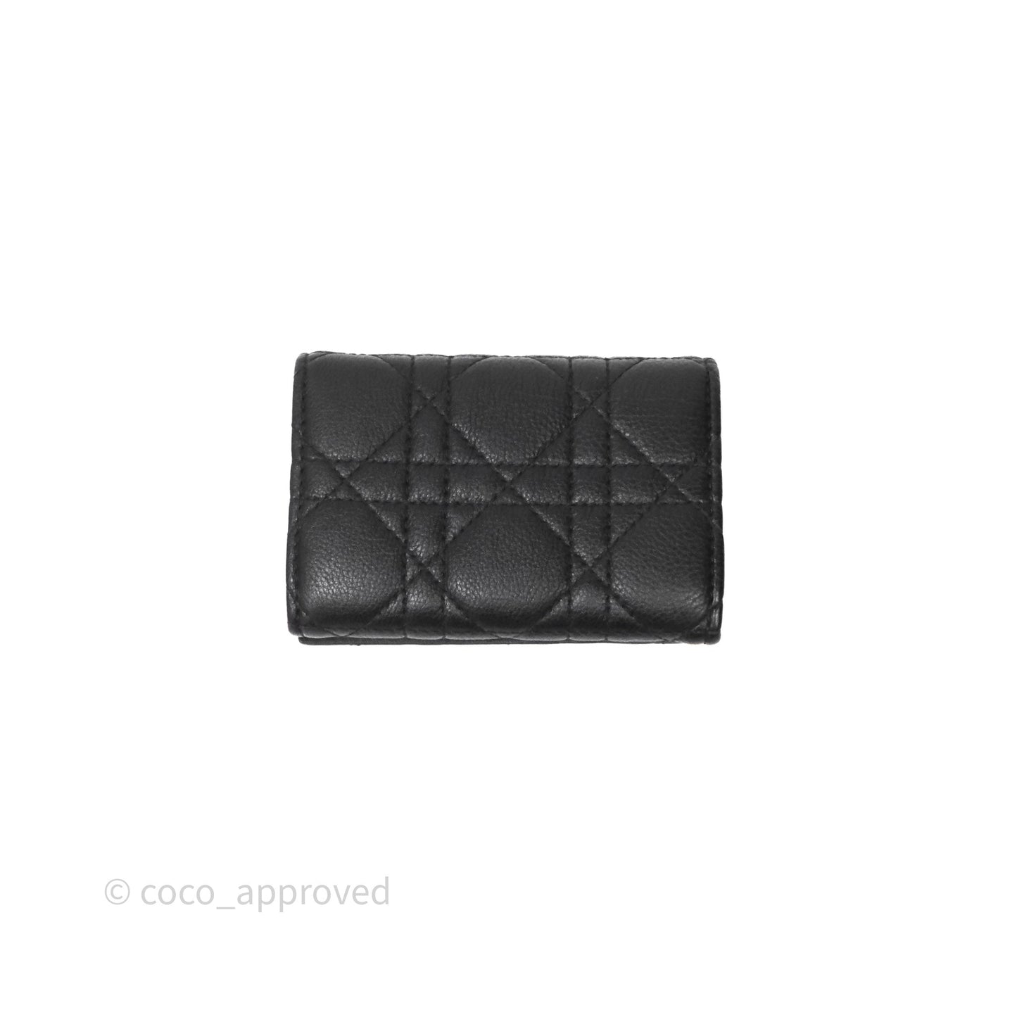Dior Caro Glycine Wallet Black Supple Cannage Calfskin Gold Hardware