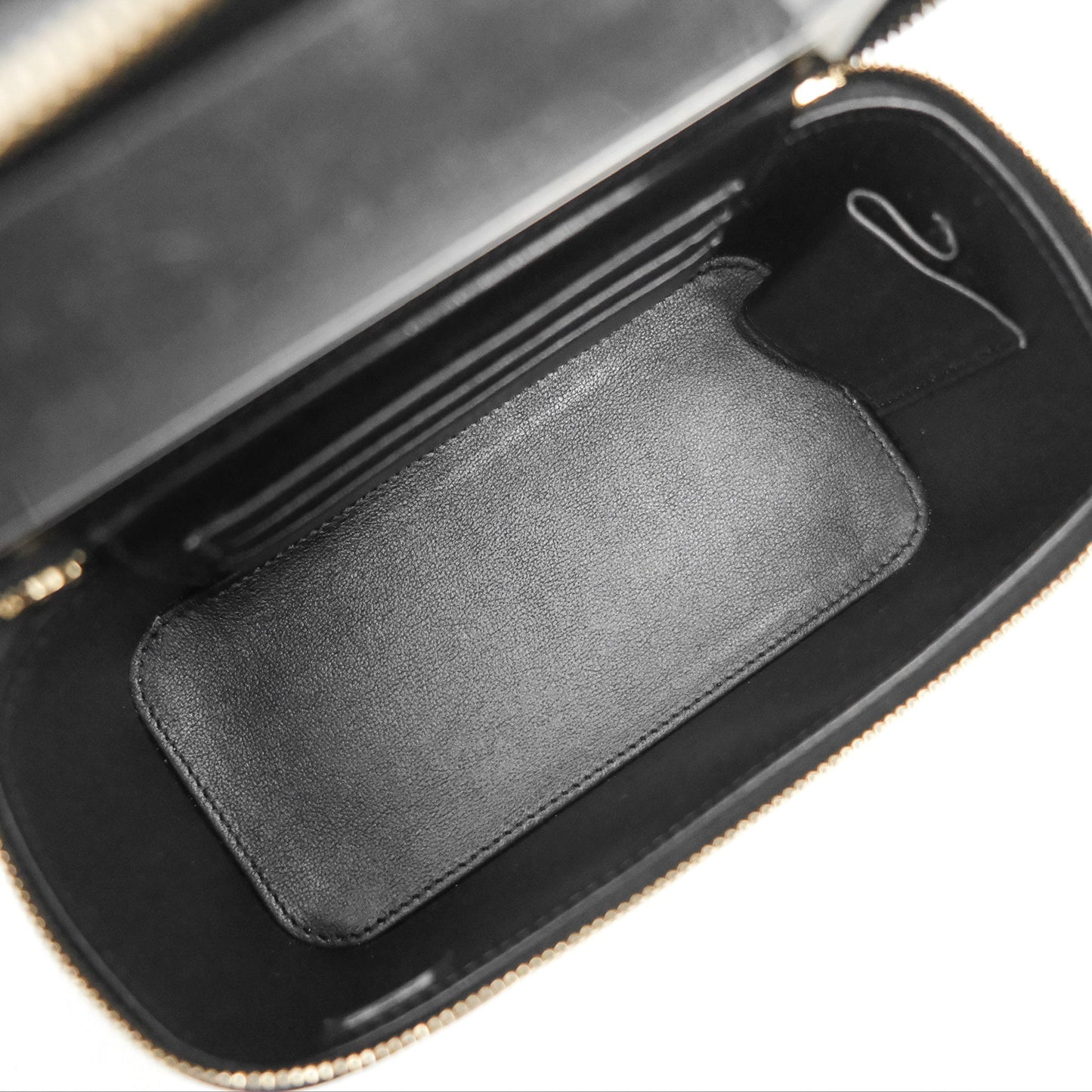 Chanel Vanity Rectangular with Top Handle Black Lambskin Aged Gold Hardware
