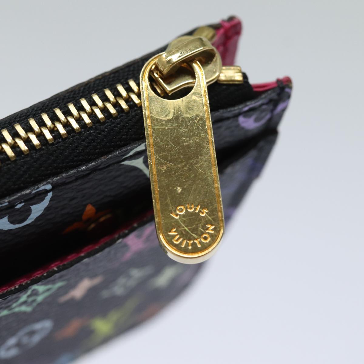LOUIS VUITTON Multicolor Pochette ClesNM Coin Purse Black M60279 LV 84090