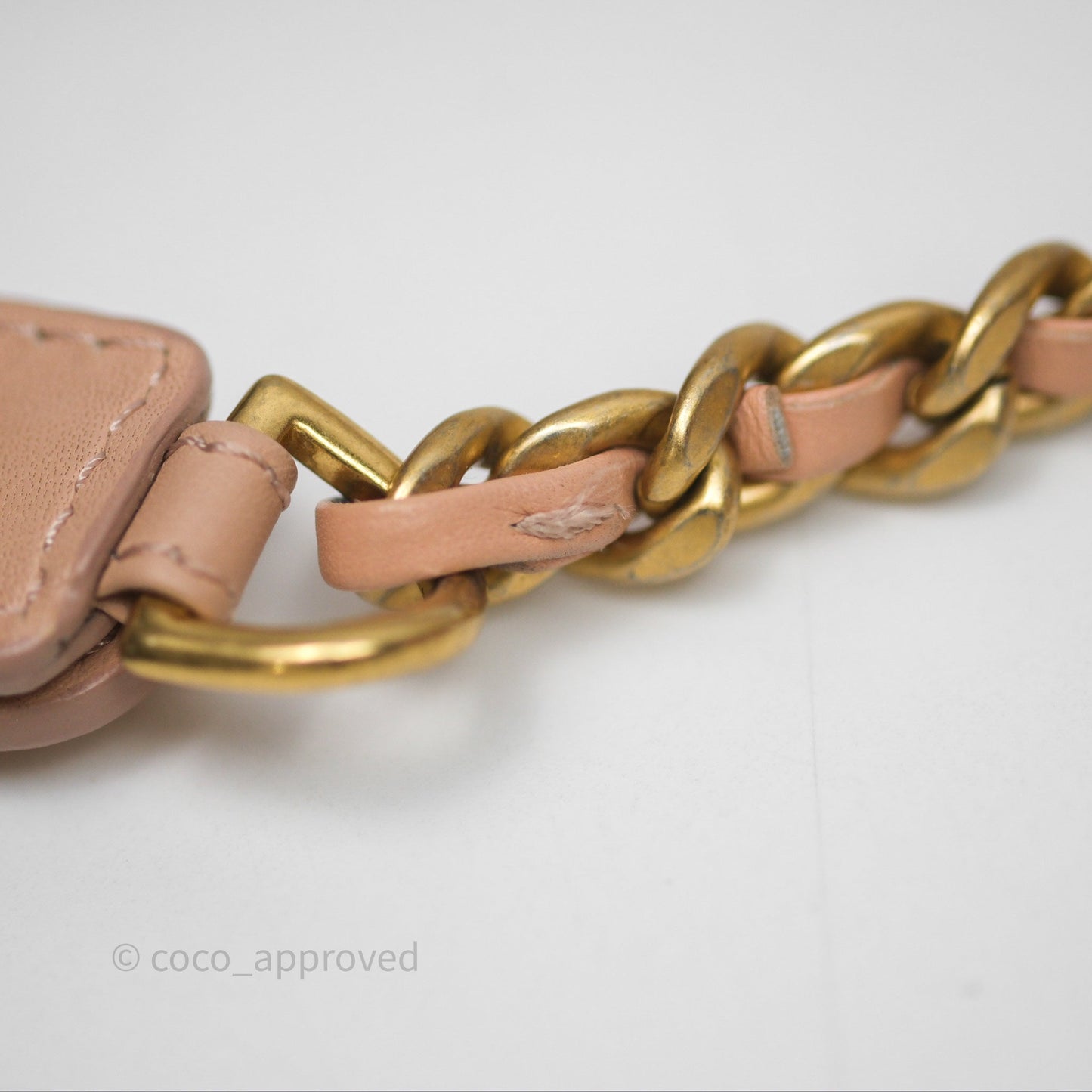 Chanel Messenger Bag Beige Pink Calfskin Aged Gold Hardware