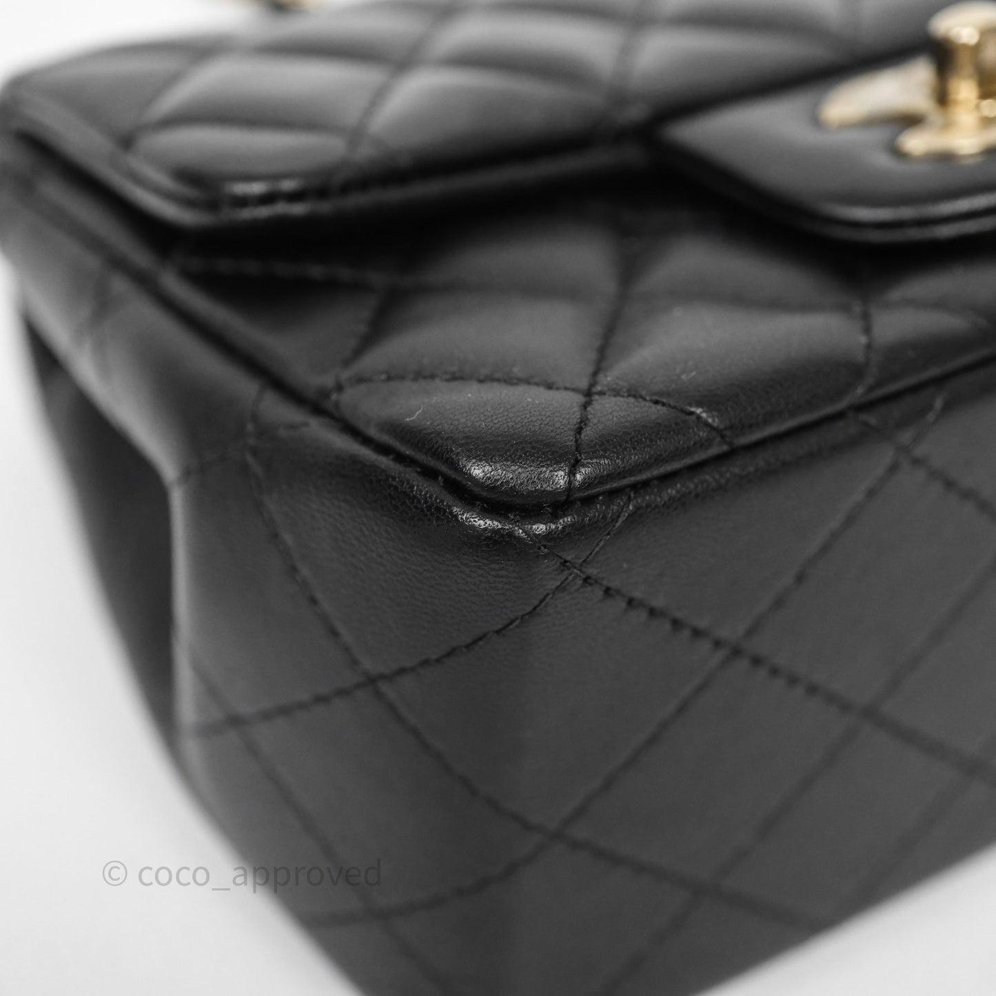 Chanel Mini Square Quilted Black Lambskin Gold Hardware