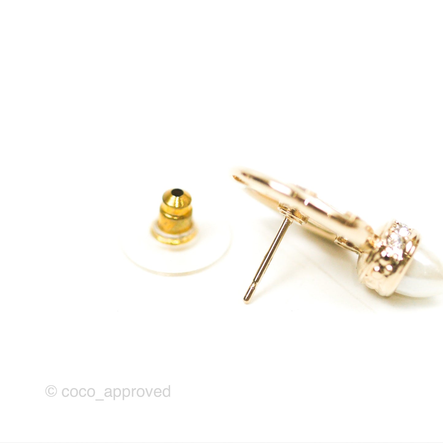 Chanel CC Crystal Pearl Earrings Gold Tone 22C