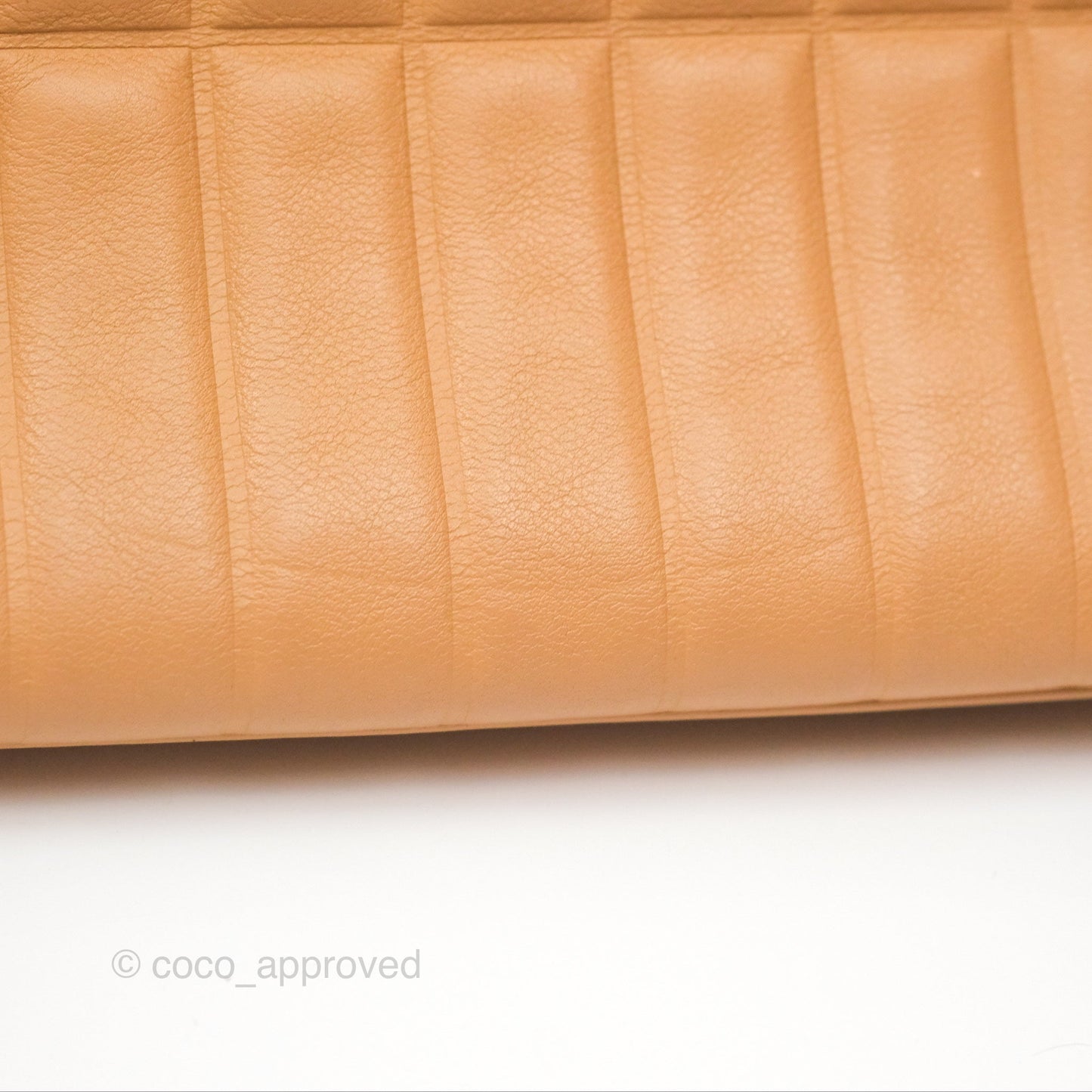 Chanel Vertical Quilted Lax East West Shoulder Bag Beige Calfskin