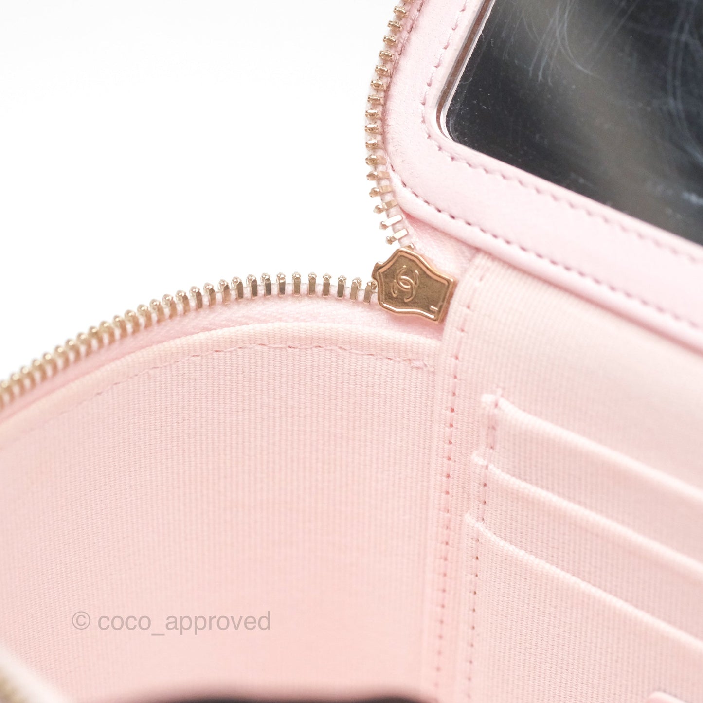Chanel Vanity Rectangular Top Handle Light Pink Lambskin Gold Hardware