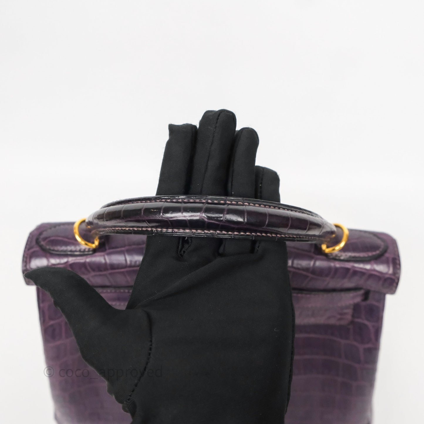 Hermès Kelly 28 Purple Crocodile Gold Hardware