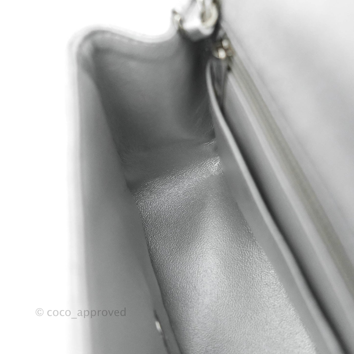 Chanel Classic Quilted Mini Square Flap Silver Lambskin Silver Hardware
