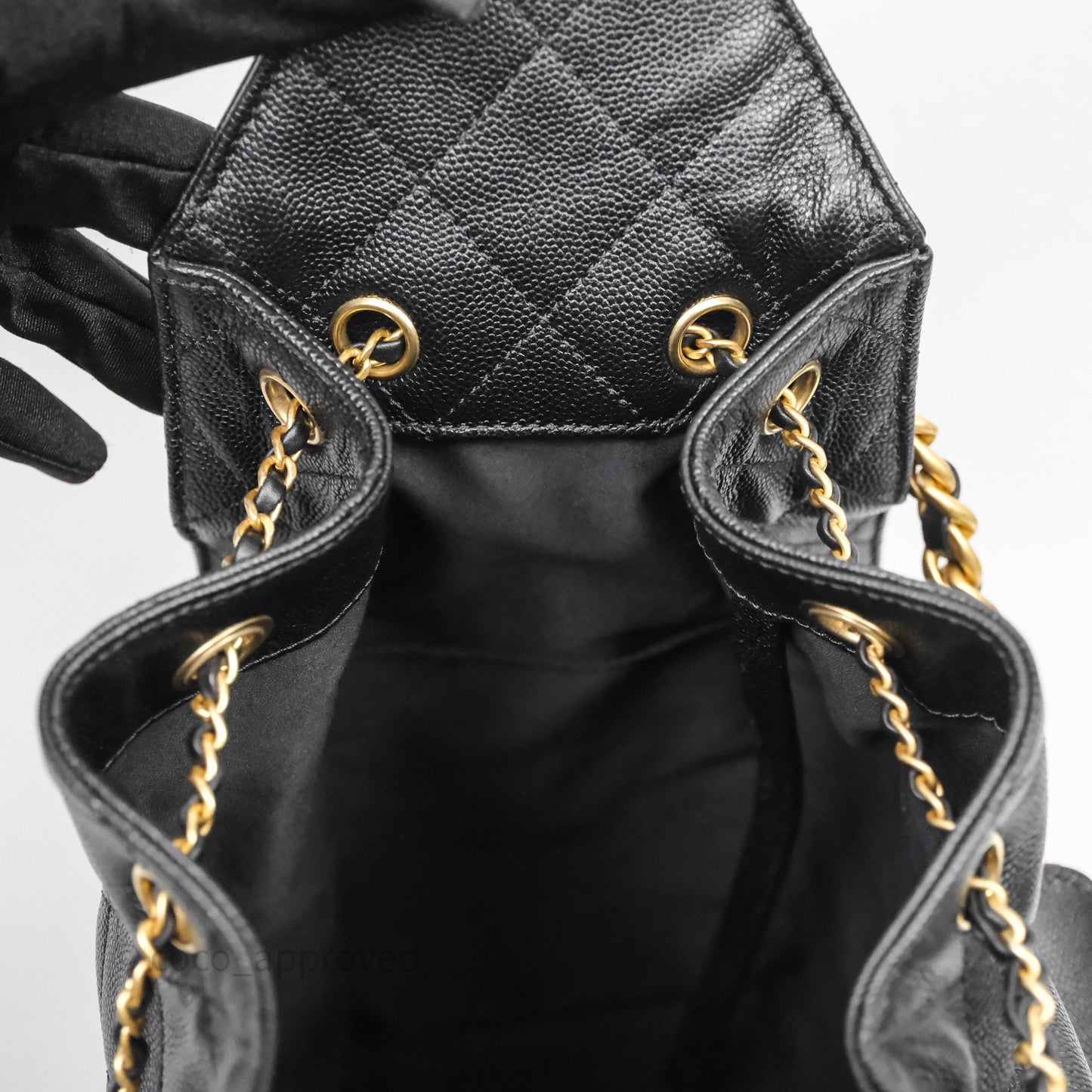 Chanel 25 Medium Black Caviar Aged Gold Hardware