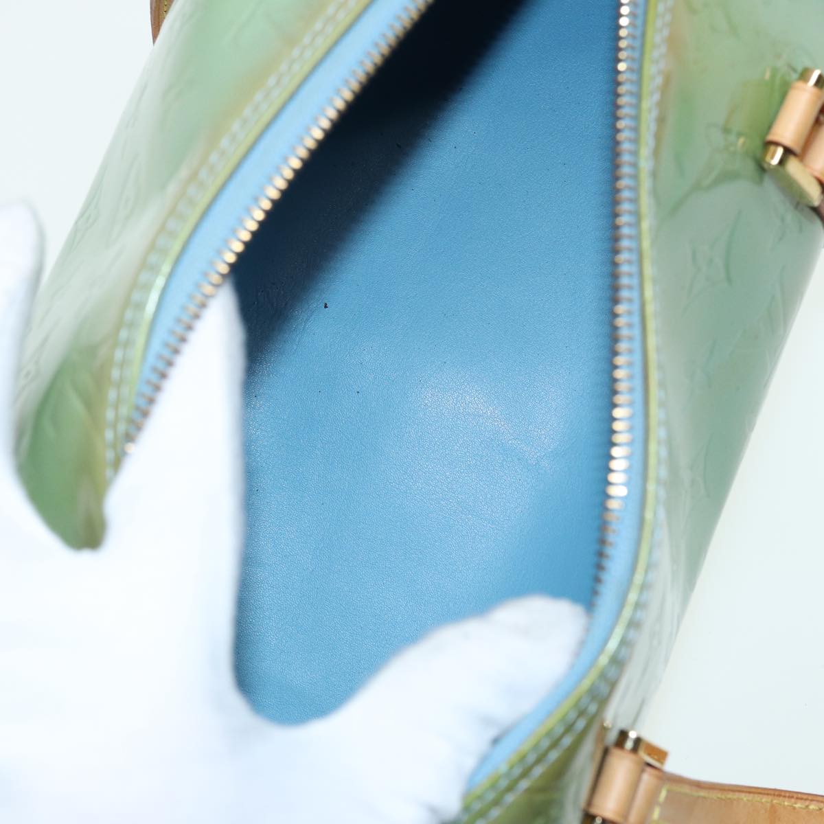 LOUIS VUITTON Monogram Vernis Bedford Hand Bag Baby Blue M91007 LV 84173
