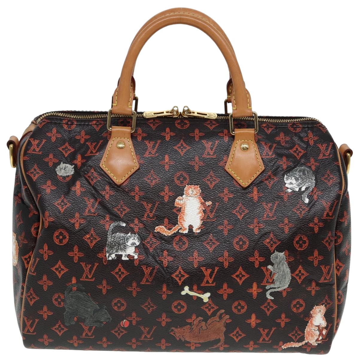 LOUIS VUITTON Catgram Speedy Bandouliere 30 Hand Bag Brown M44401 LV 84188