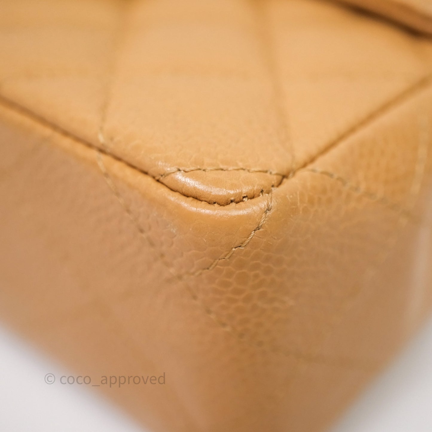 Chanel Vintage Mini Square Beige Caviar Gold Hardware