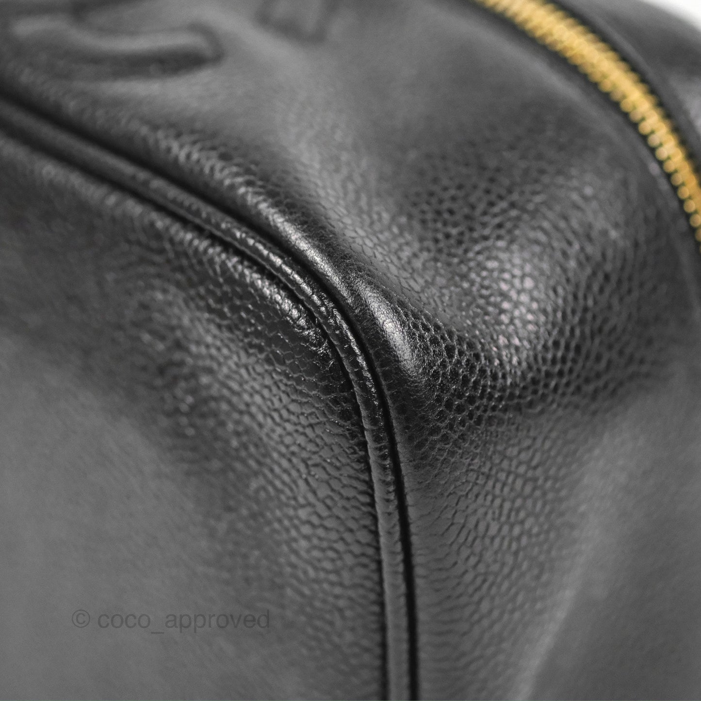 Chanel Vintage Vanity Case Black Caviar Gold Hardware