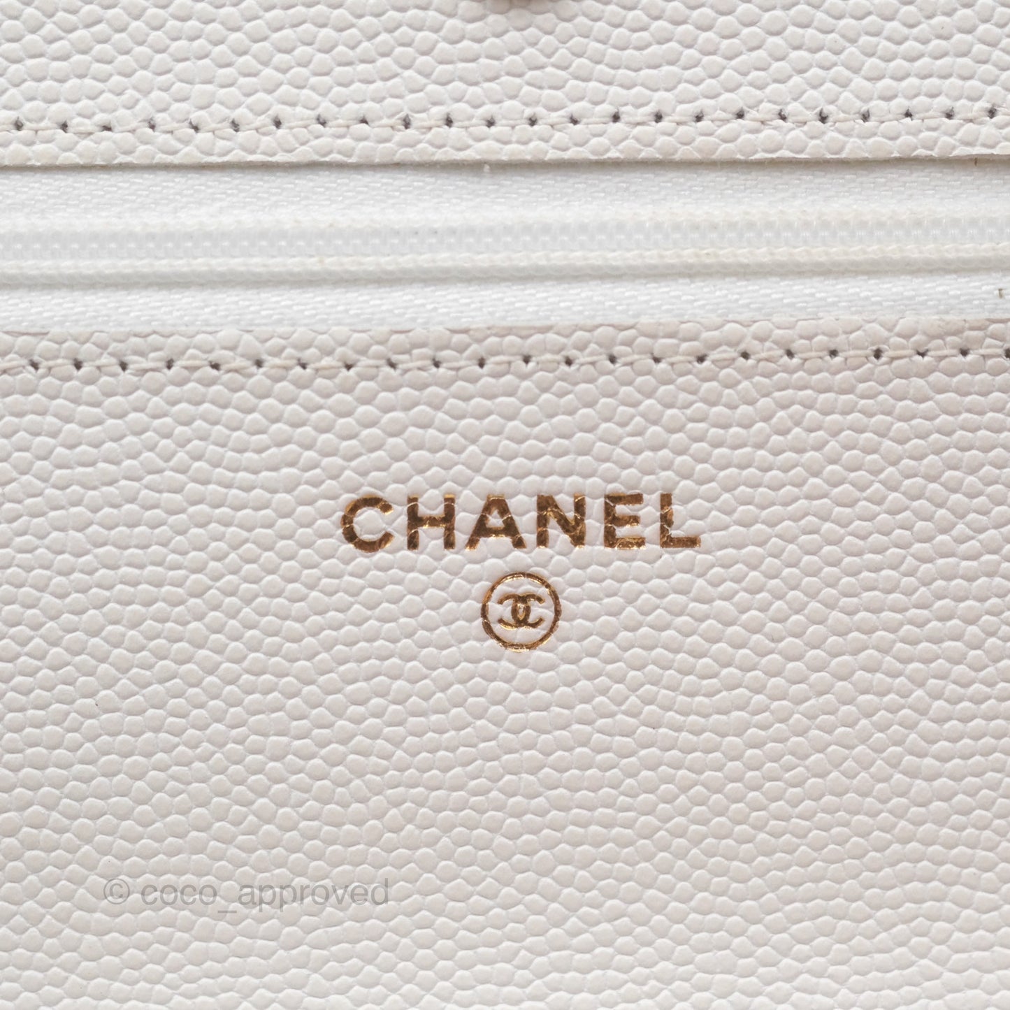 Chanel Quilted Classic Wallet on Chain WOC White Caviar Gold Hardware