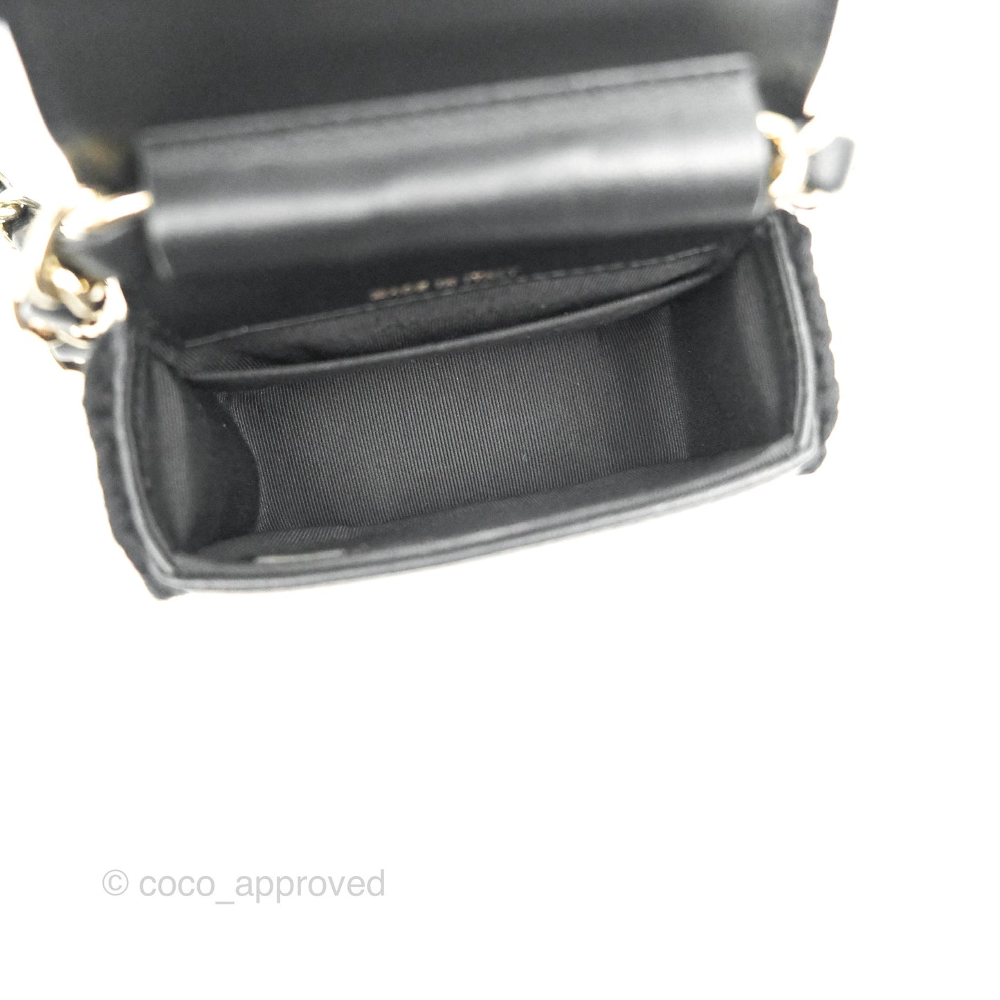 Chanel Mini Bag Black Lambskin Crochet Gold Hardware 22C