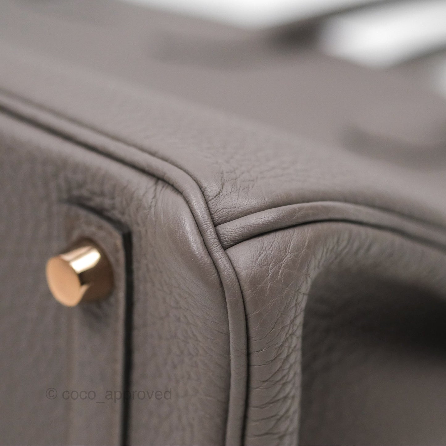 Hermes Birkin 25 Retourne Etain 8F Togo Gold Hardware