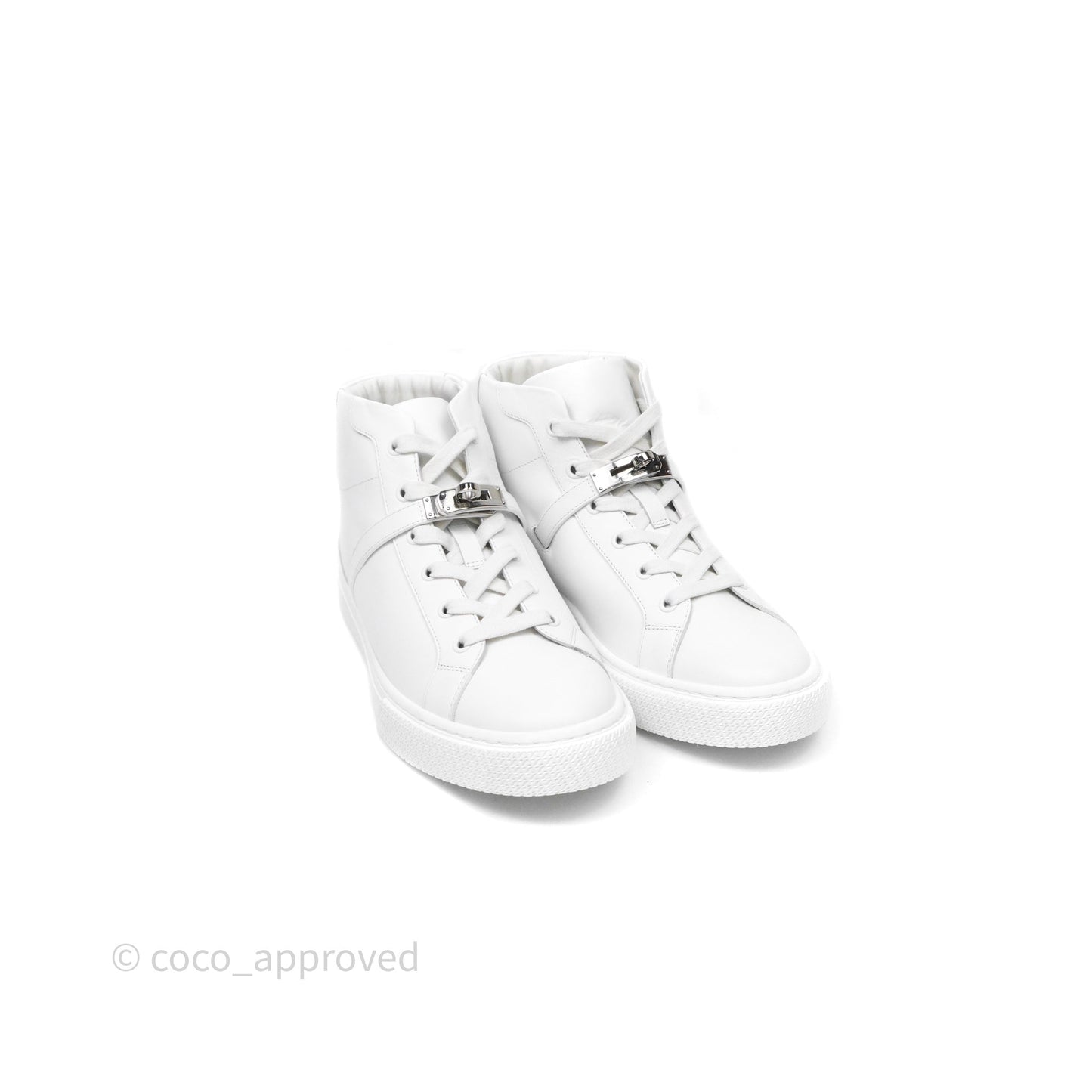 Hermès Daydream High-Top White Sneakers Kelly Buckle Size 40