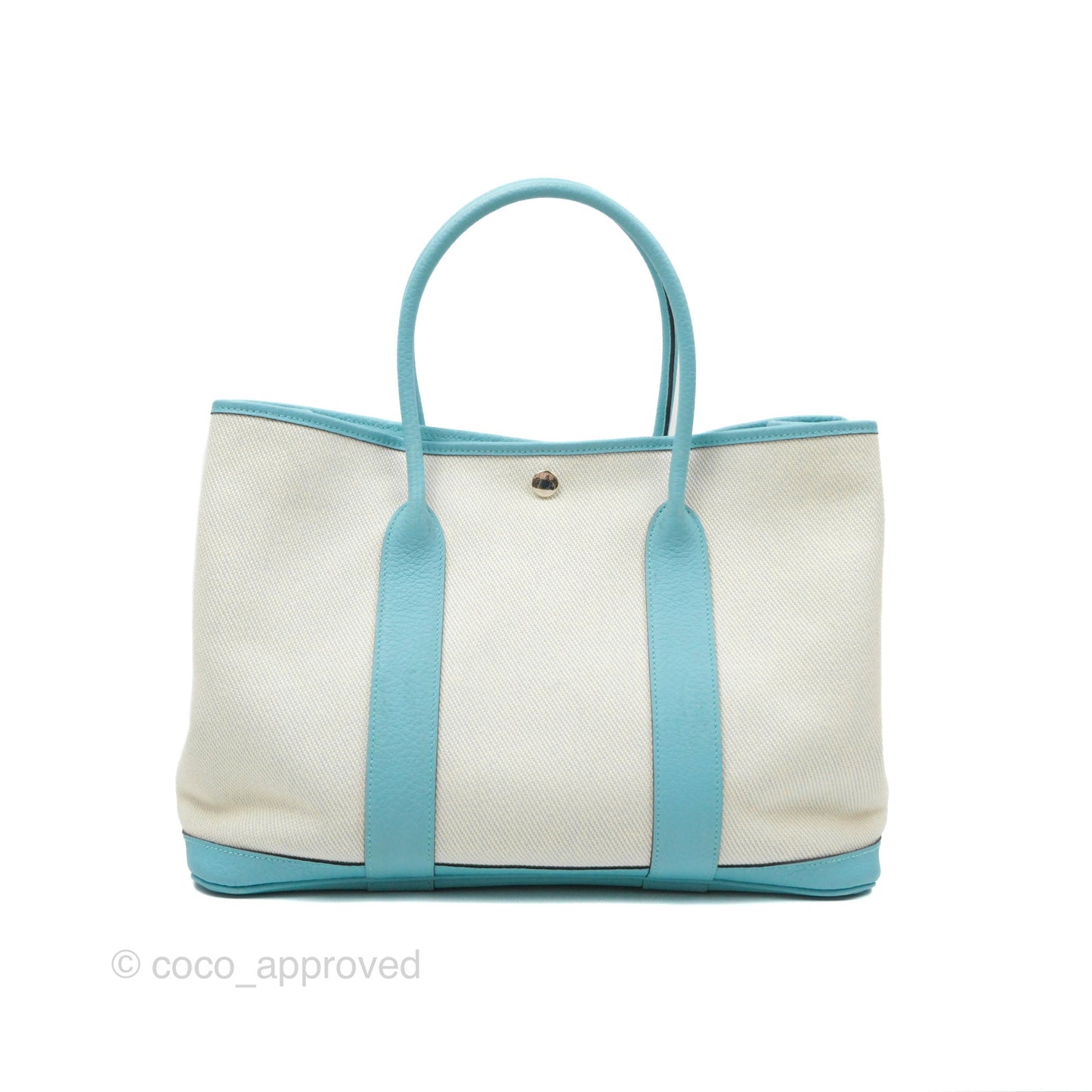 Hermès Garden Party 36 Country Ecru Bleu Atoll Canvas