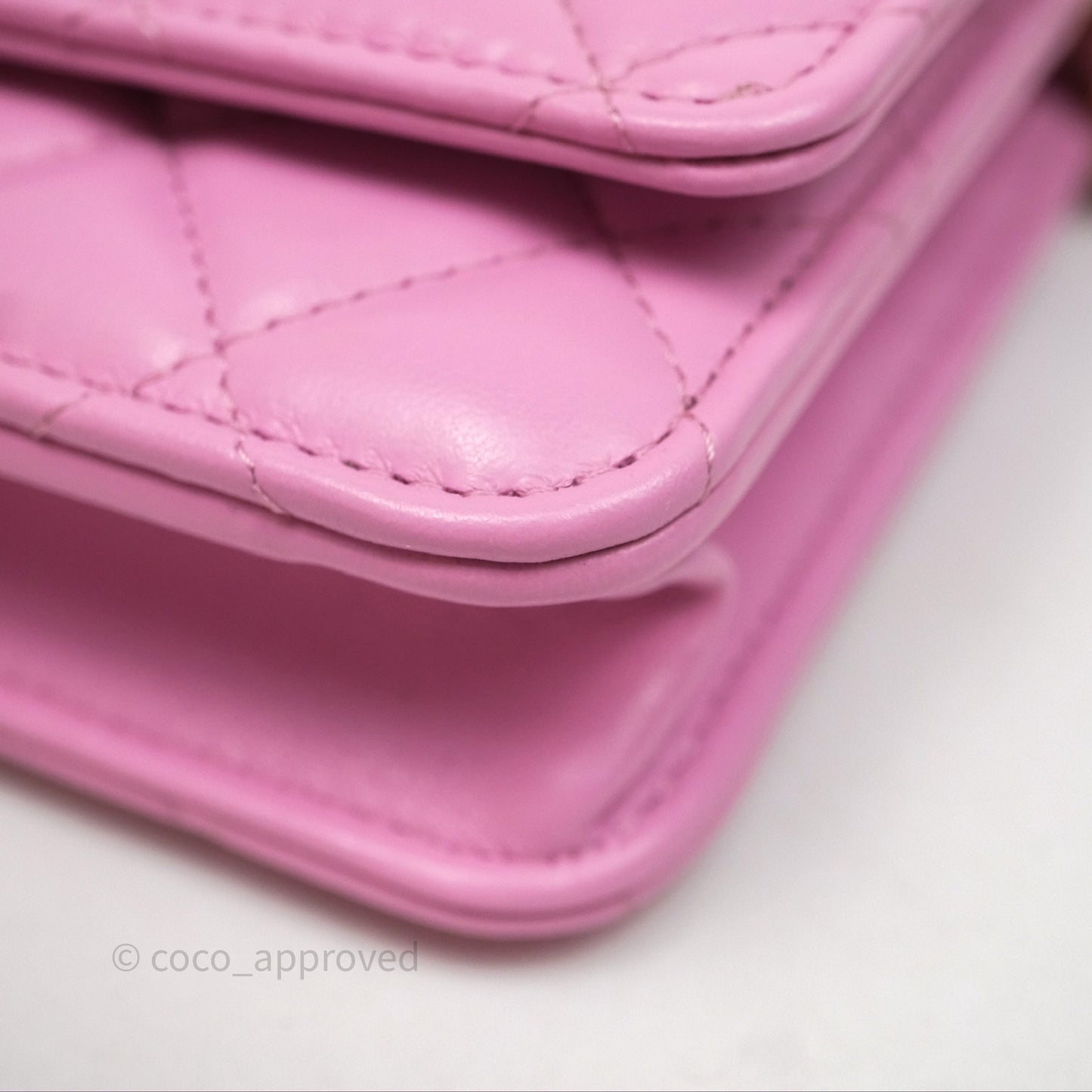 Chanel CC Chain Wallet On Chain WOC Pink Lambskin Aged Gold Hardware