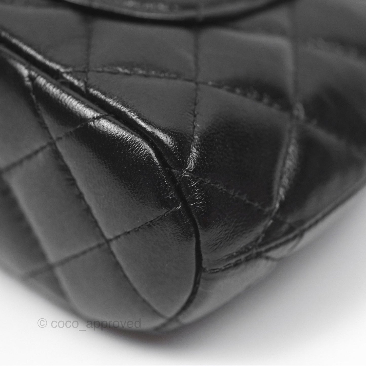 Chanel Mini Handle Clutch with Chain Black Shiny Lambskin Gold Hardware