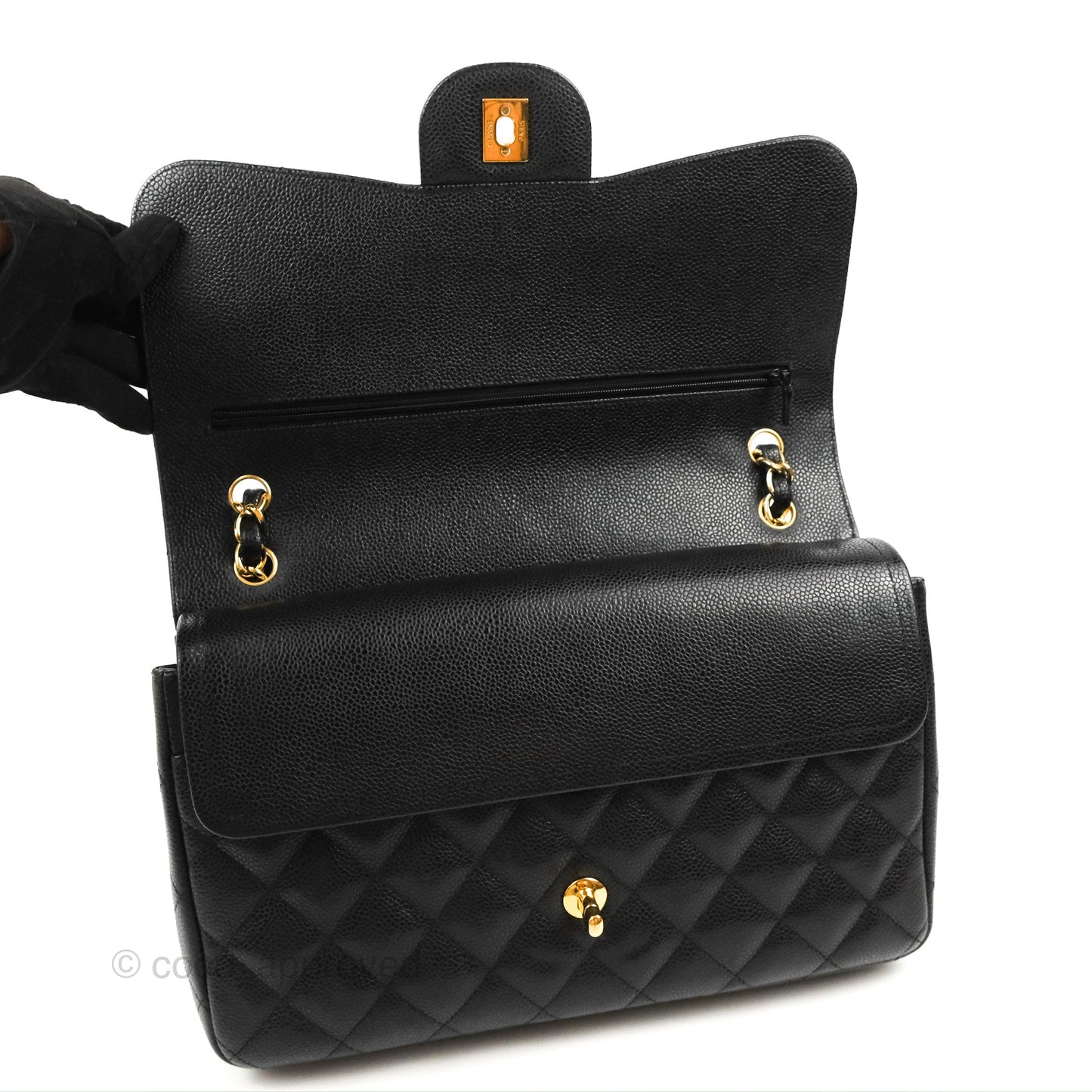 Chanel Jumbo Double Flap Black Caviar Gold Hardware⁣⁣