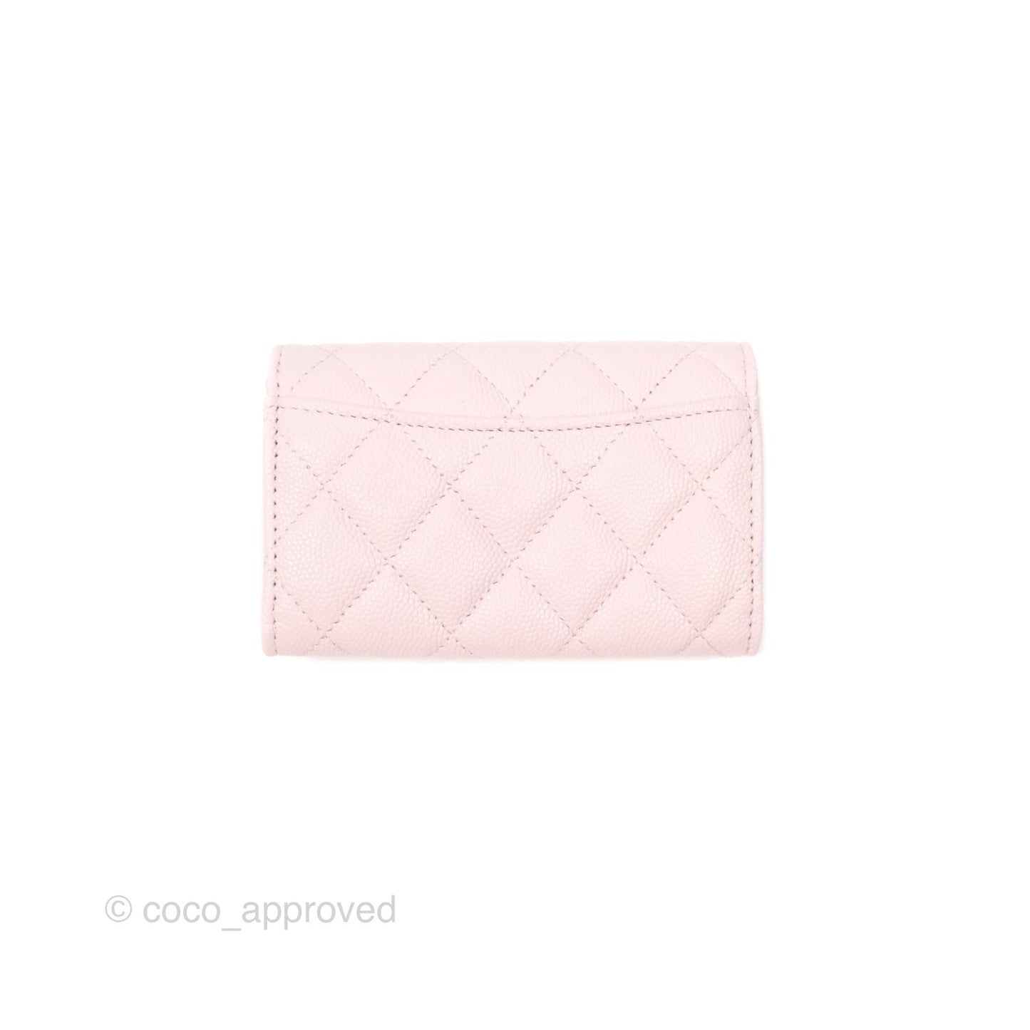 Chanel Quilted Flap Card Holder Caviar Pink Gold Hardware