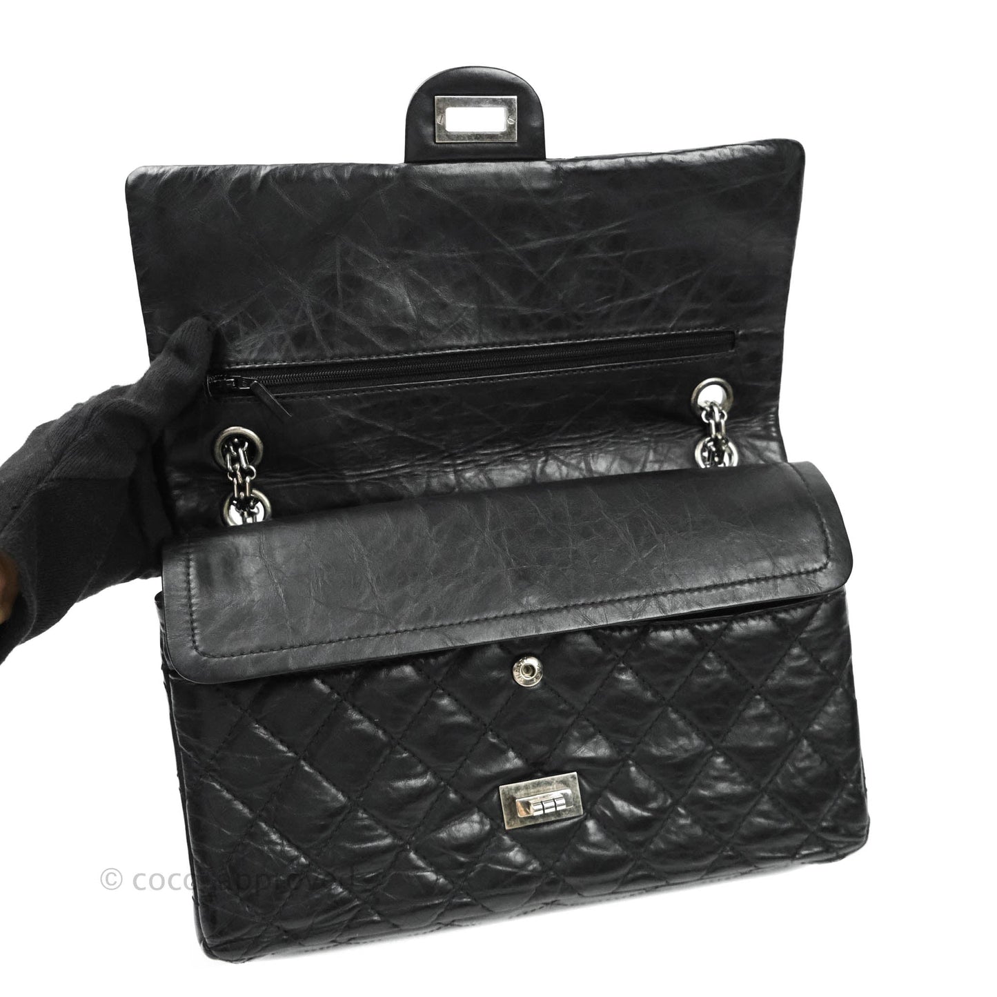 Chanel Reissue Quilted Aged Calfskin Black Ruthenium Hardware 226