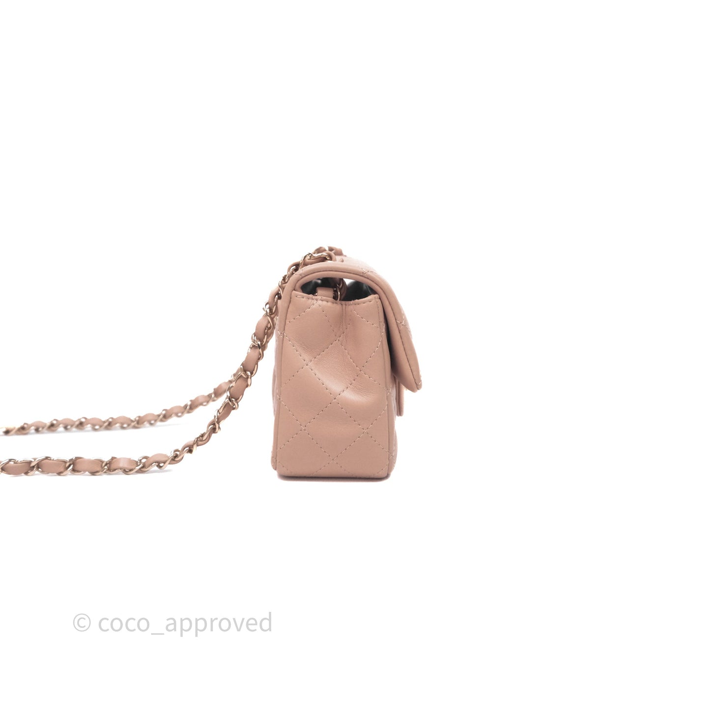 Chanel Mini Rectangular Quilted Beige Lambskin Gold Hardware