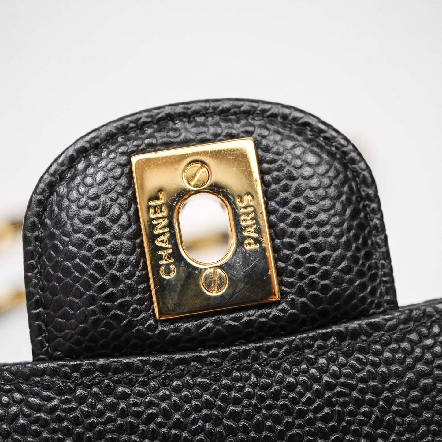 Chanel Classic M/L Medium Flap Quilted Black Caviar Gold Hardware