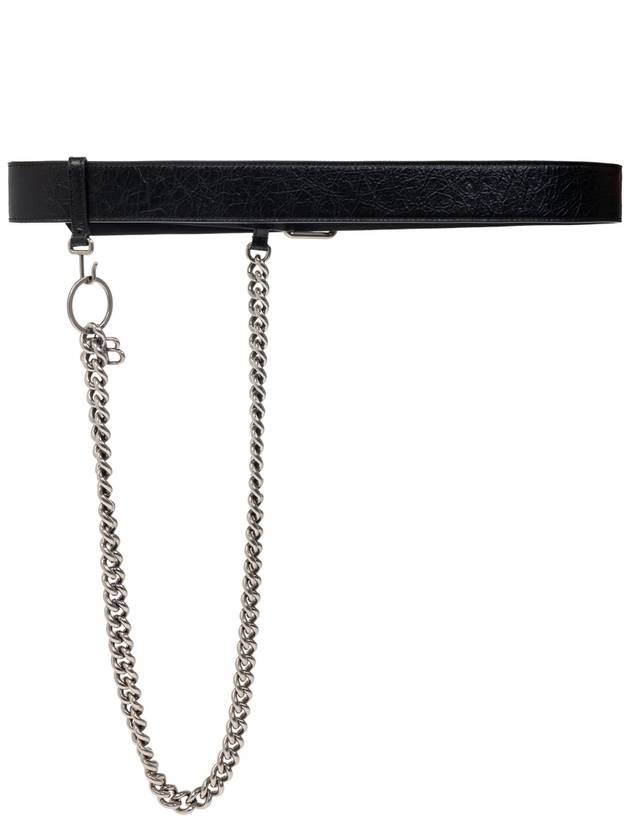 Luxury Balenciaga Luxury Balenciaga Leather Belt With Chain, Men's, Black