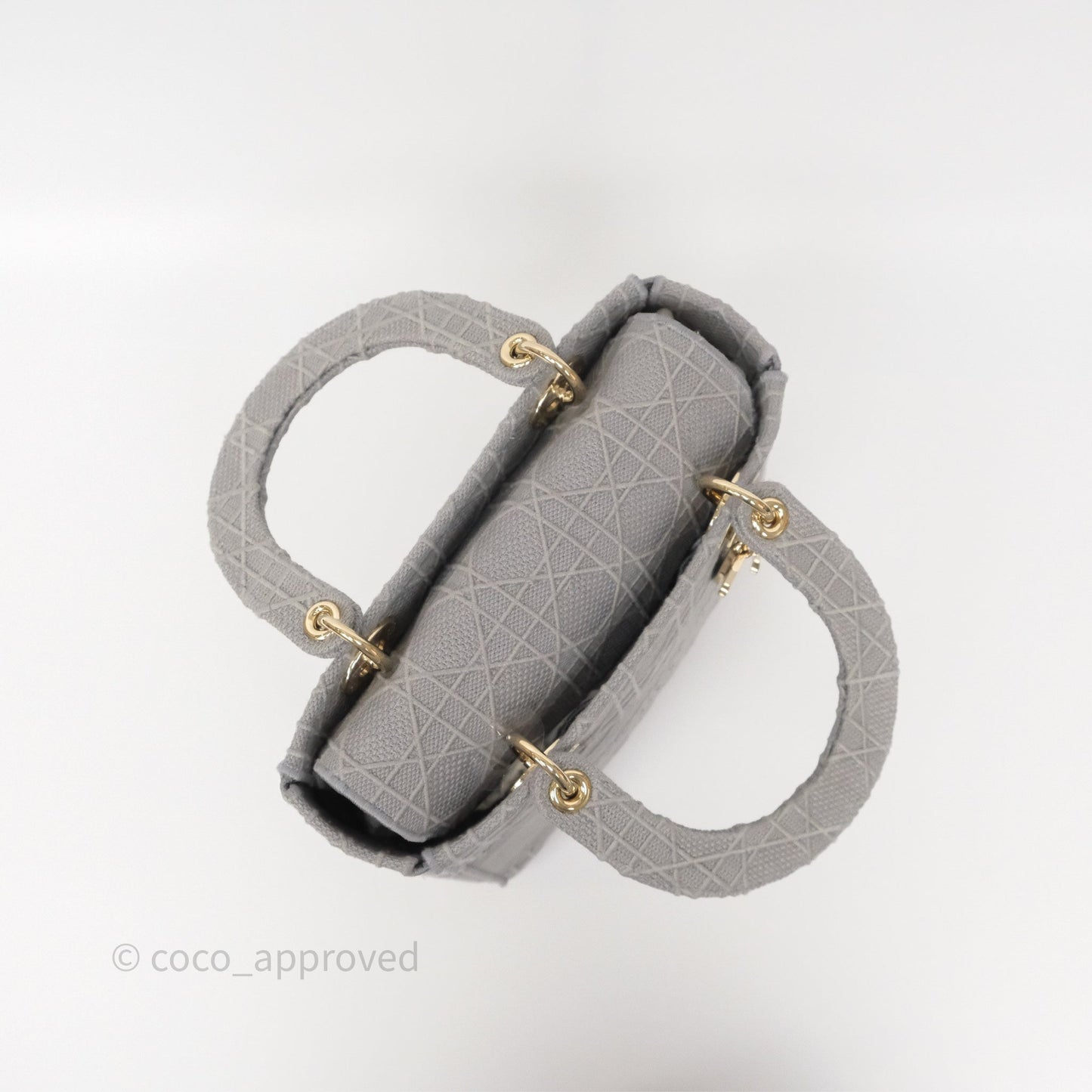 Dior Medium Lady D-Lite Bag Gray Cannage Embroidery Gold Hardware