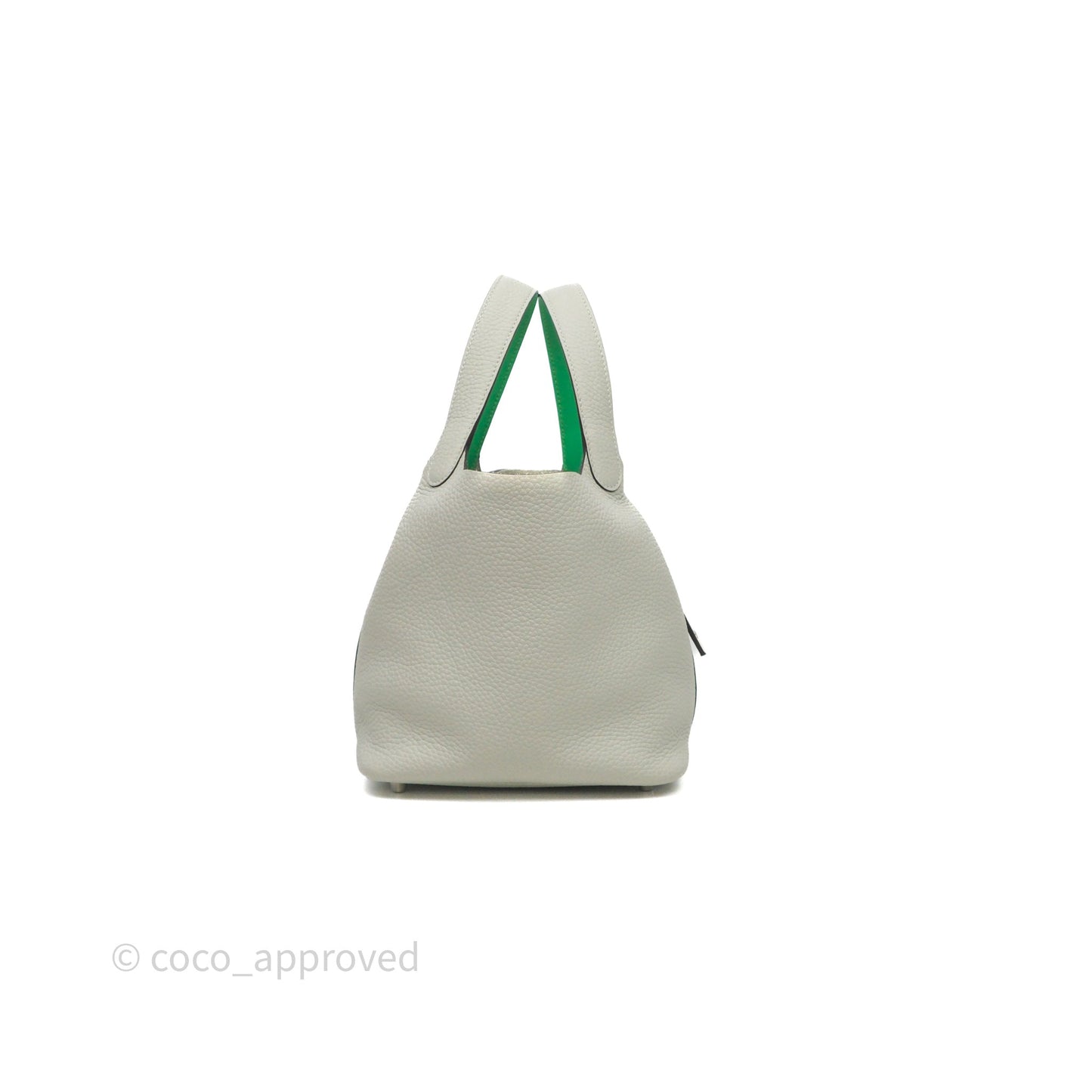 Hermes Picotin 18 Gris Neve/Vert 0V Comics Clemence Palladium Hardware