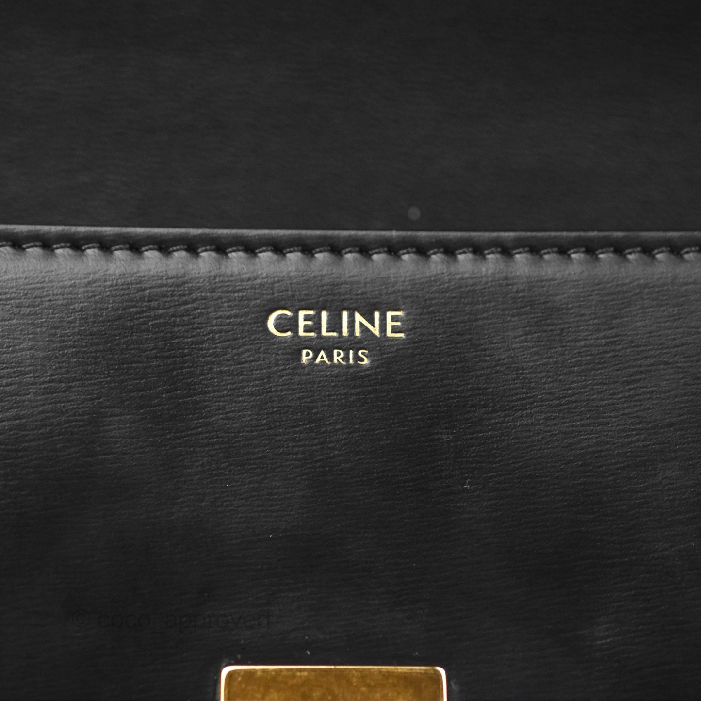 Celine Triomphe Shoulder Bag Black Calfskin