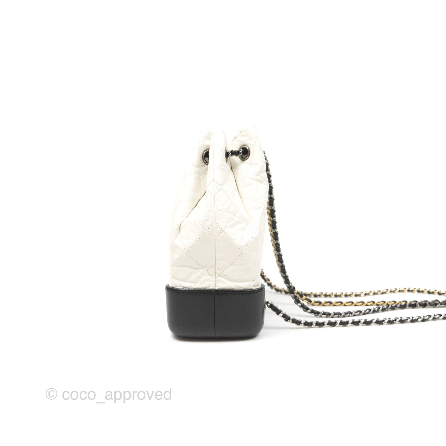Chanel Small Gabrielle Backpack White Black Aged Calfskin