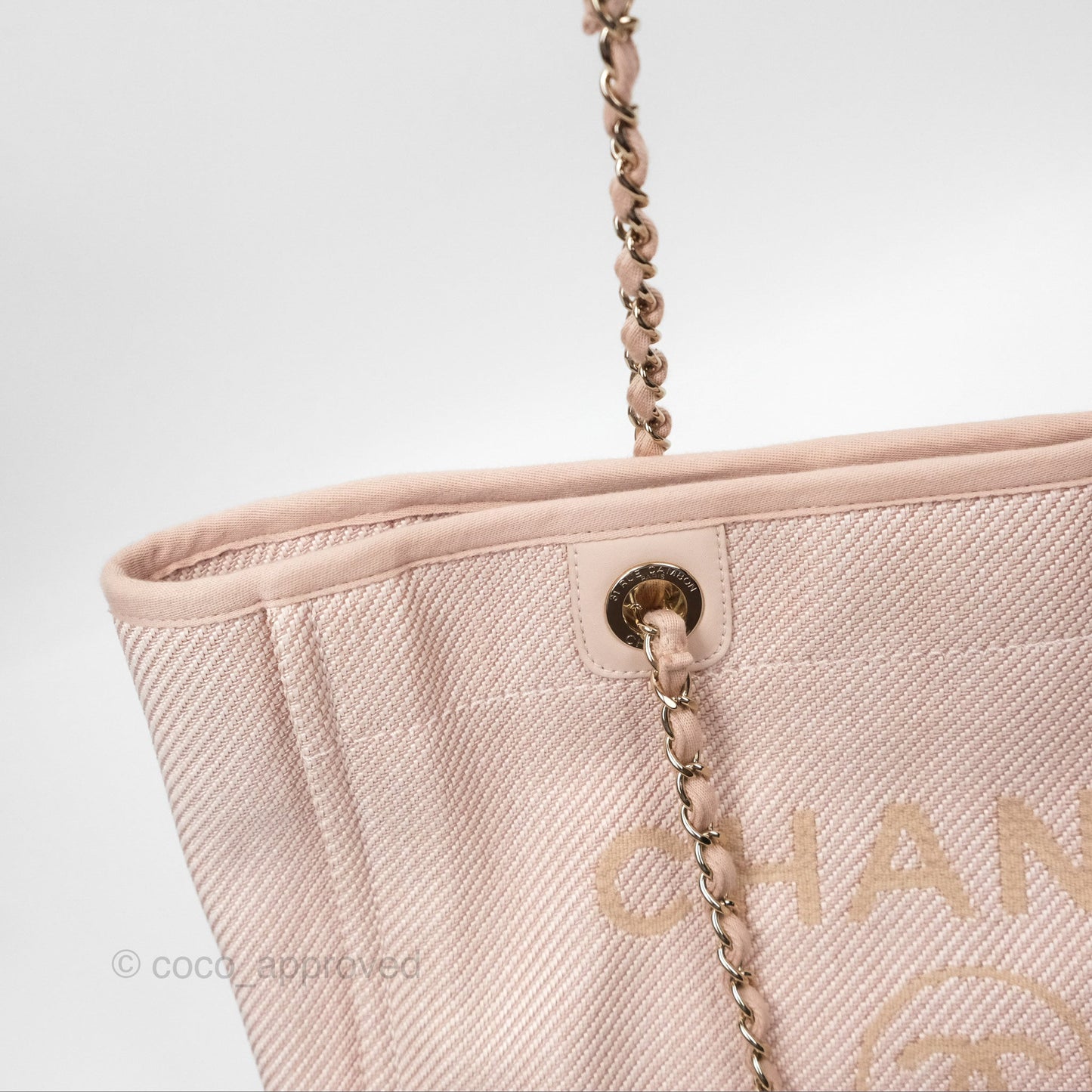 Chanel Medium Deauville Pink Canvas Gold Hardware