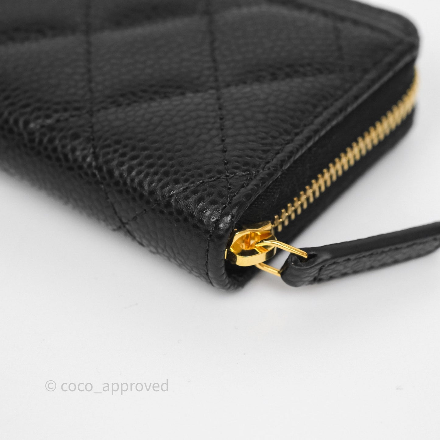 Chanel Classic Zipped Coin Purse Black Caviar Gold Hardware