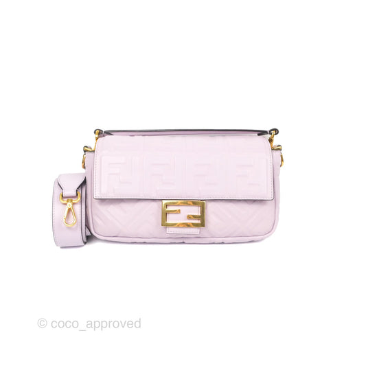 Fendi Medium Baguette Bag Lilac Calfskin Gold Hardware