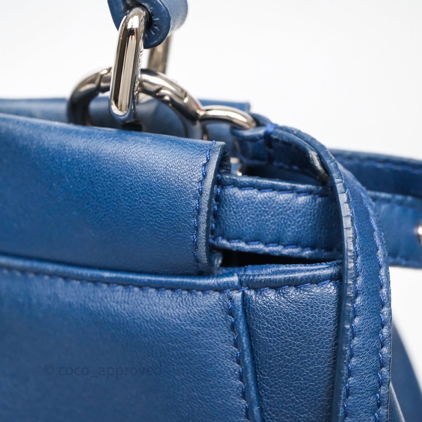 Fendi Nappa Mini Peekaboo Bag Blue Silver Hardware
